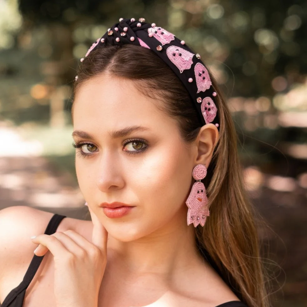 Hand Beaded Pink Ghosts Knot Headband Questions & Answers