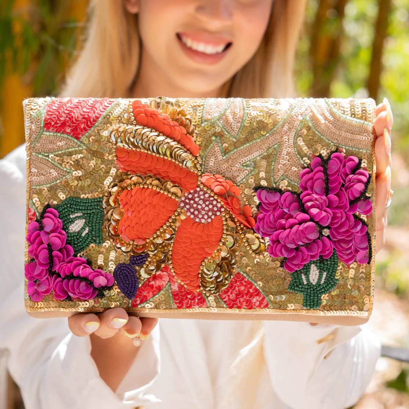Lei Beaded Floral Clutch Purse Questions & Answers