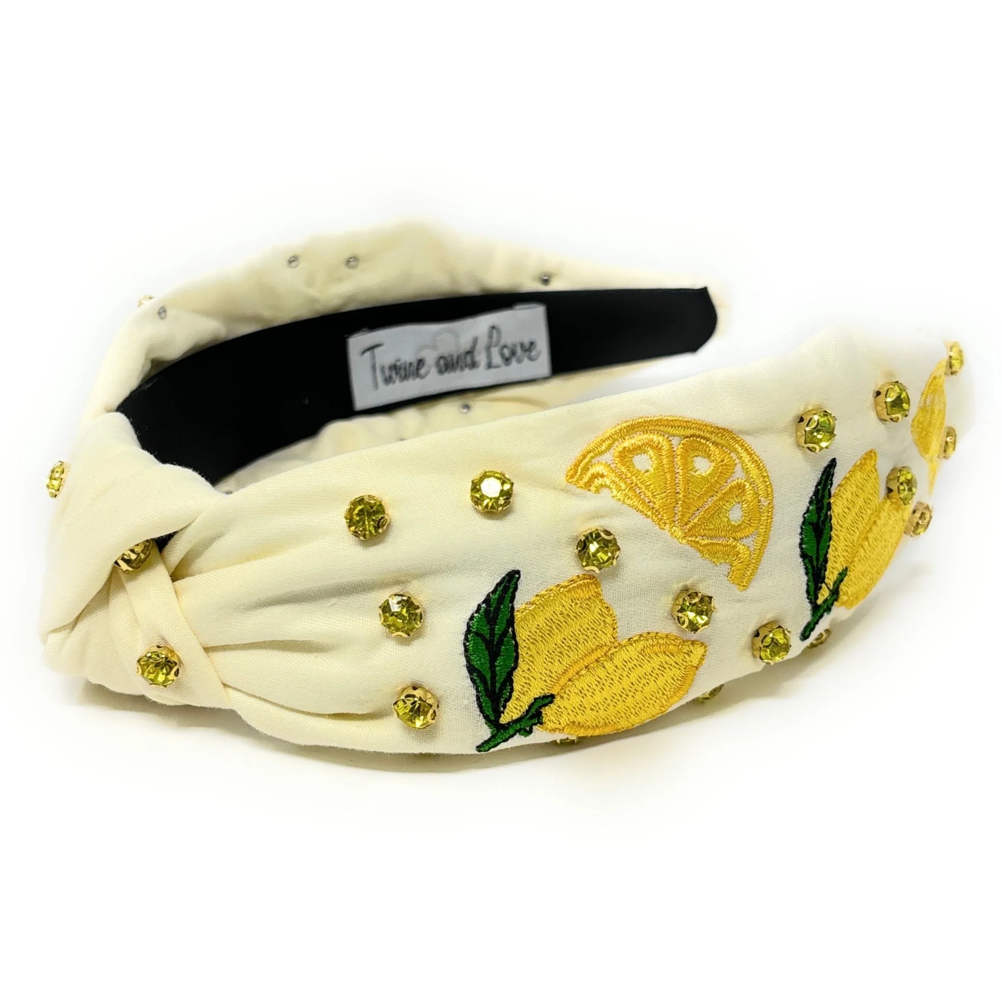 Lemon Embroidered Jeweled knot Headband Questions & Answers