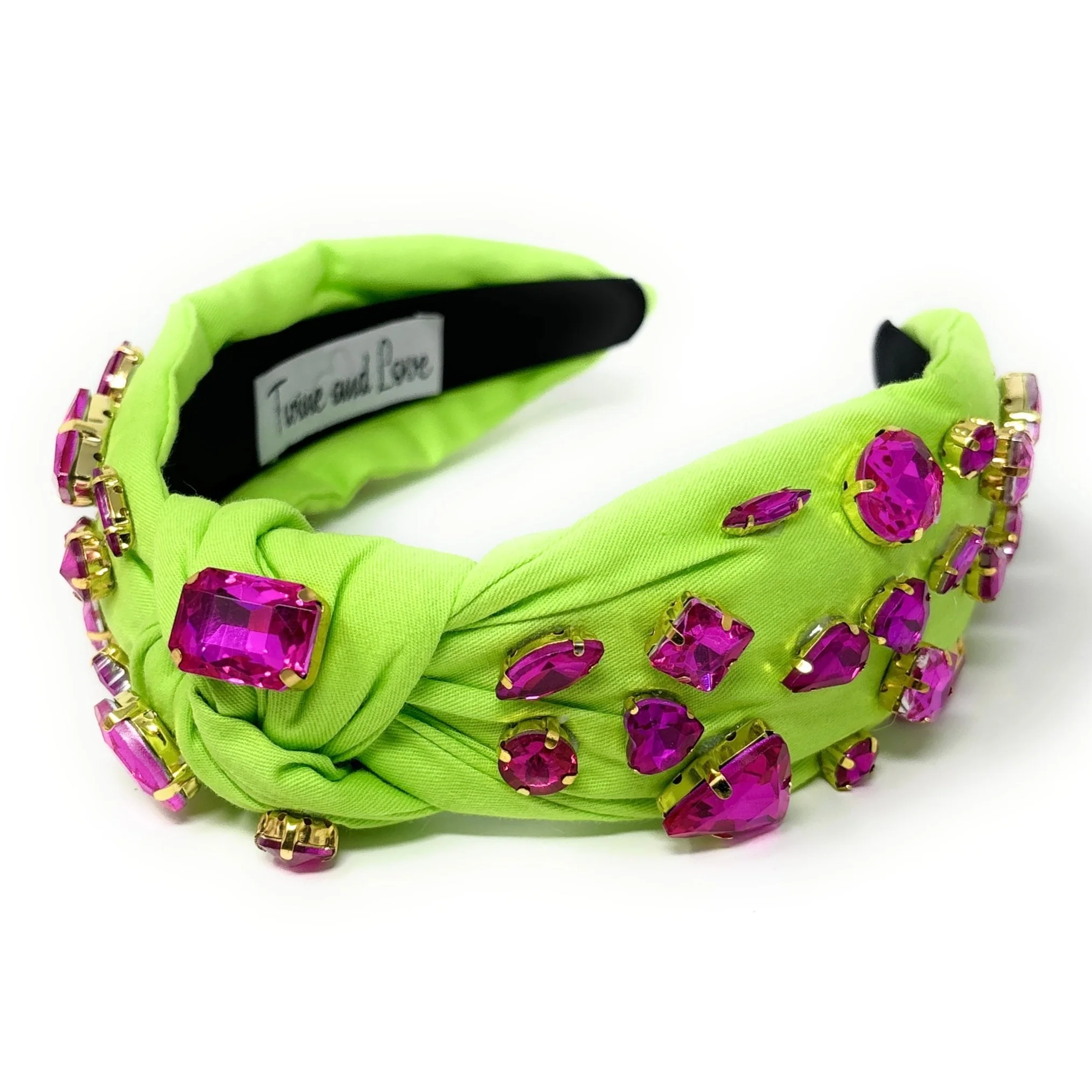 Neon Green Fuchsia Jeweled Knot Headband Questions & Answers