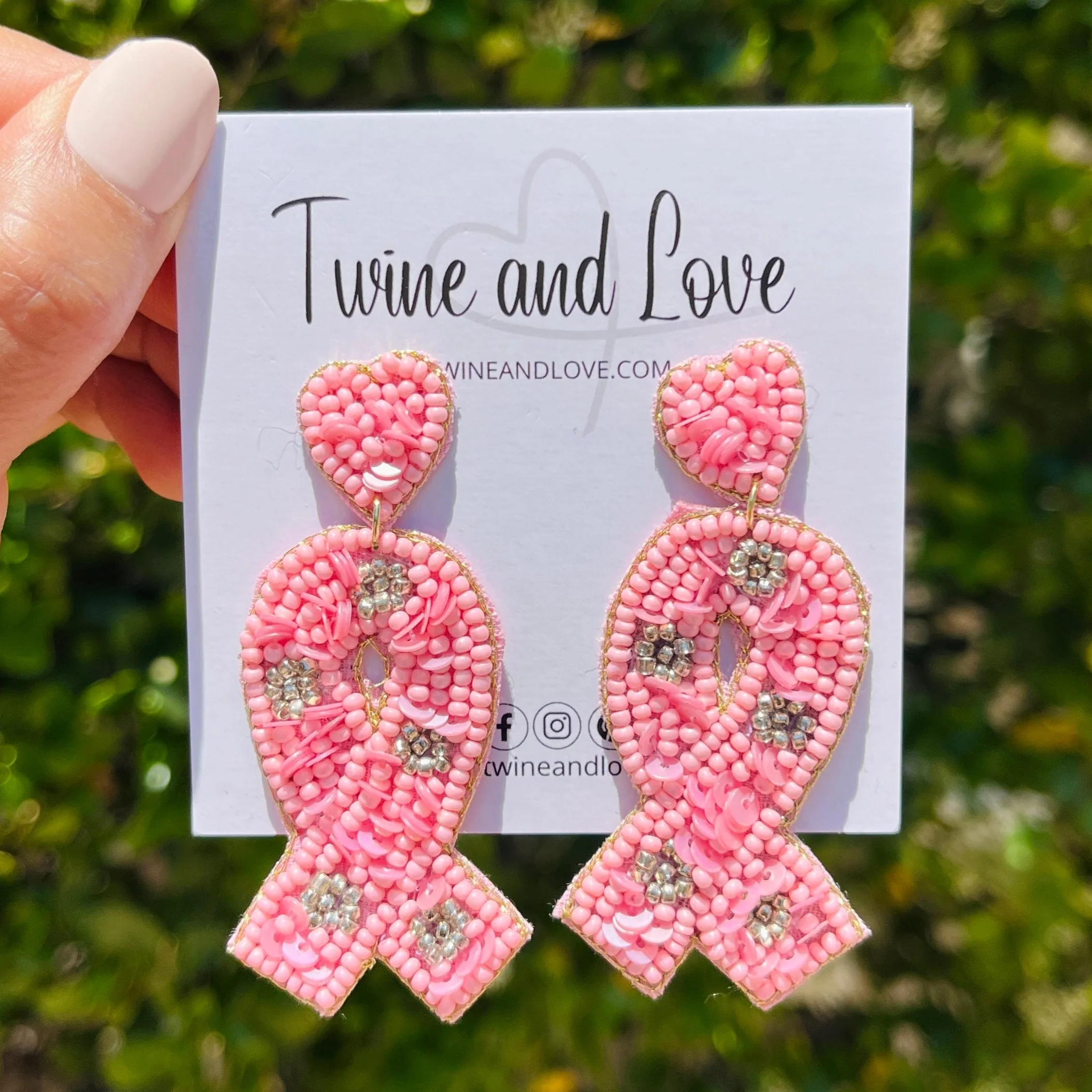 Pink Ribbon Jeweled Beaded Earrings Questions & Answers