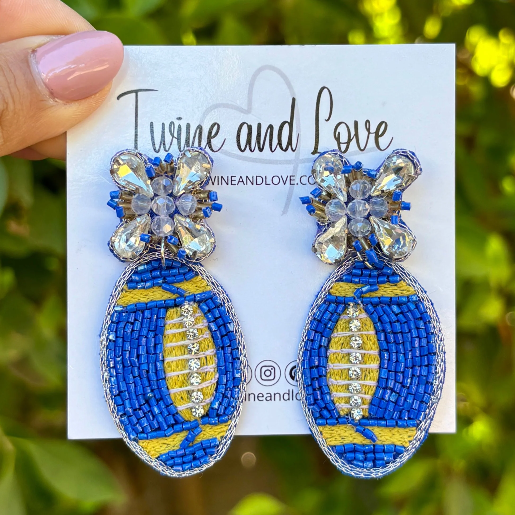 Blue Gold Yellow Football Beaded Earrings Questions & Answers