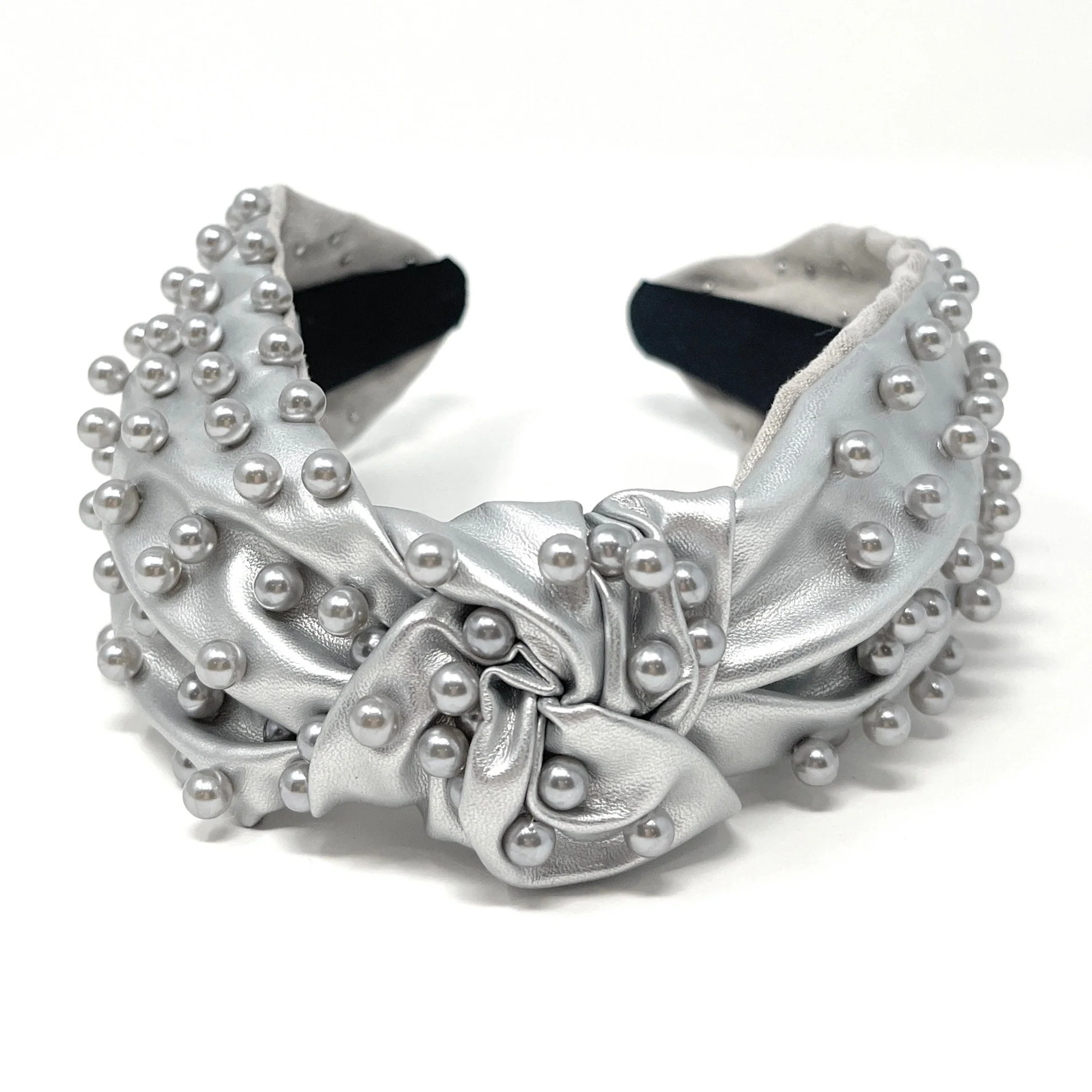 Silver Metallic Wide Pearl Vegan Knot Headband Questions & Answers